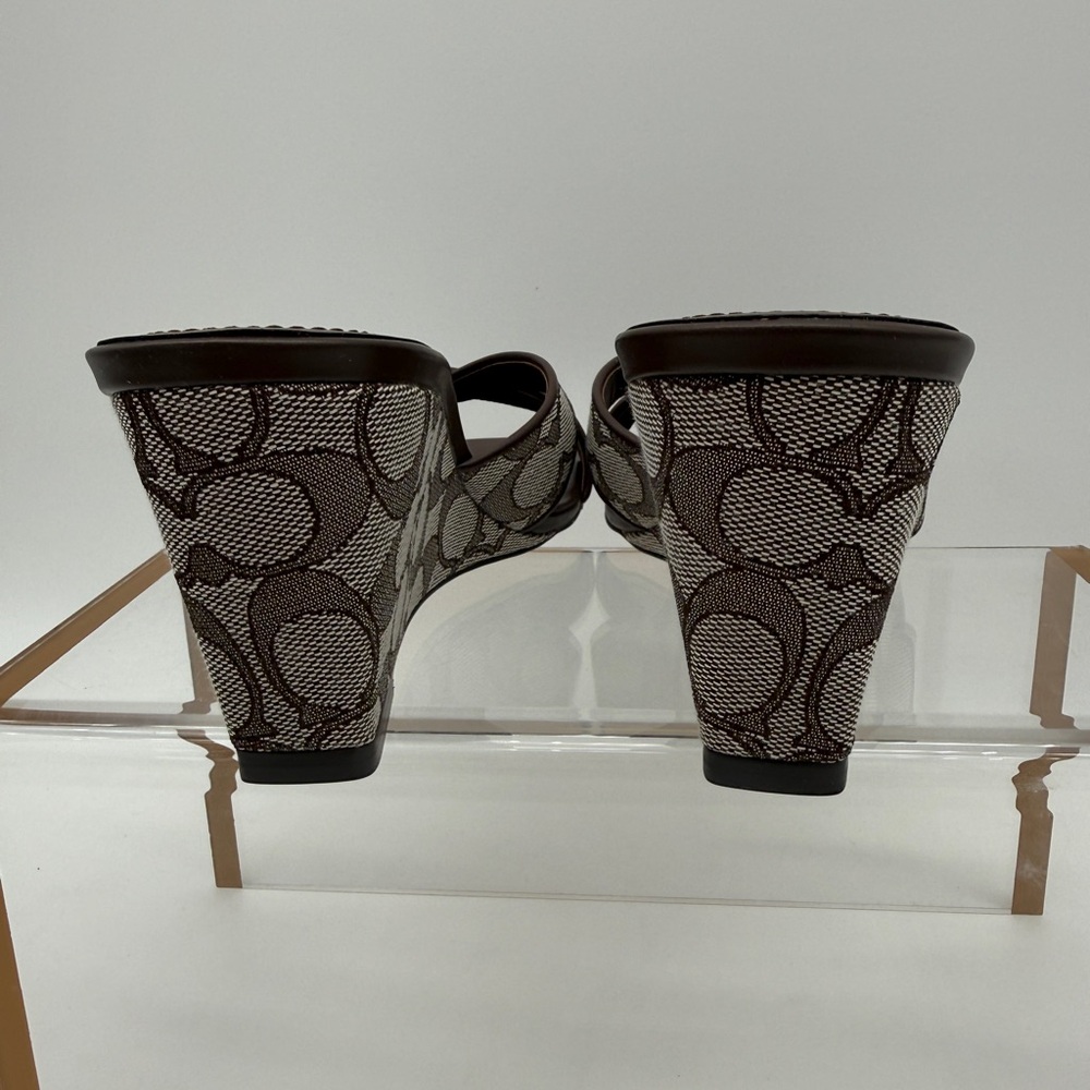 Coach Wedge Sandal In Signature Jacquard Oak Maple - Picture 5 of 12